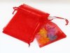 100Pcs Red Organza Drawstring Jewelry Gift Pouches 7x9cm