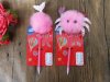 12Pcs Pink Cute Fluffy Crab Blue Ink Ballpoint Pen Stationery